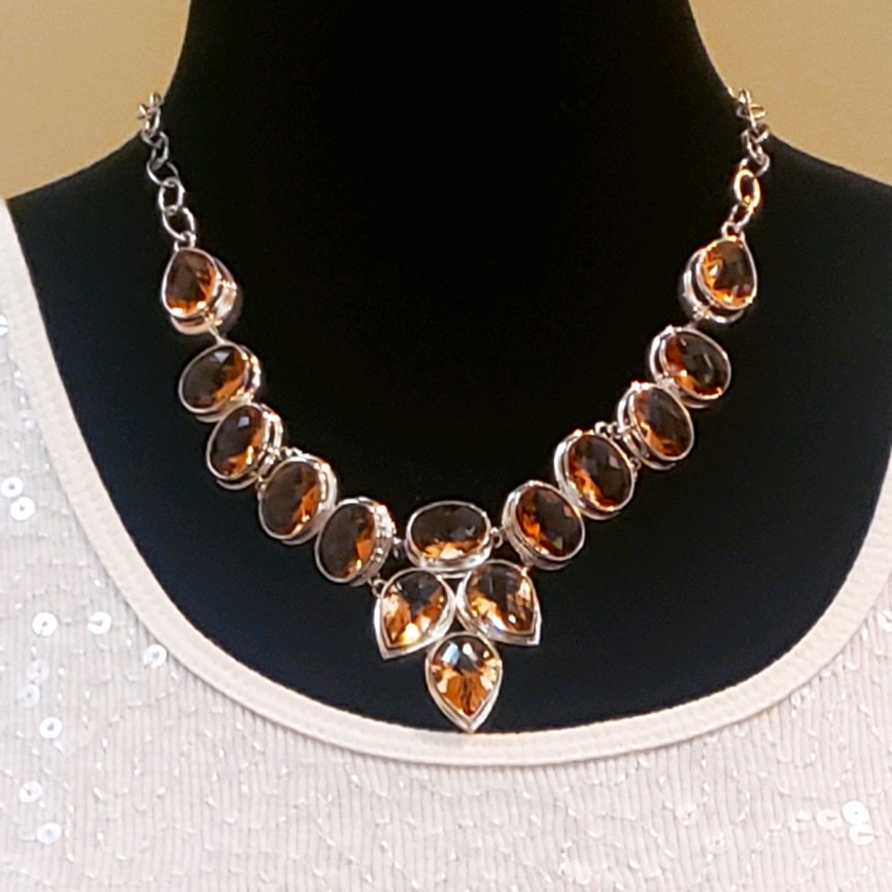 Bold Sterling Gem Necklace